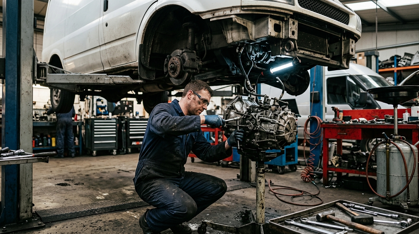 MW Recovery workshop in Salford where fleet vehicles are inspected and repaired after breakdown recovery